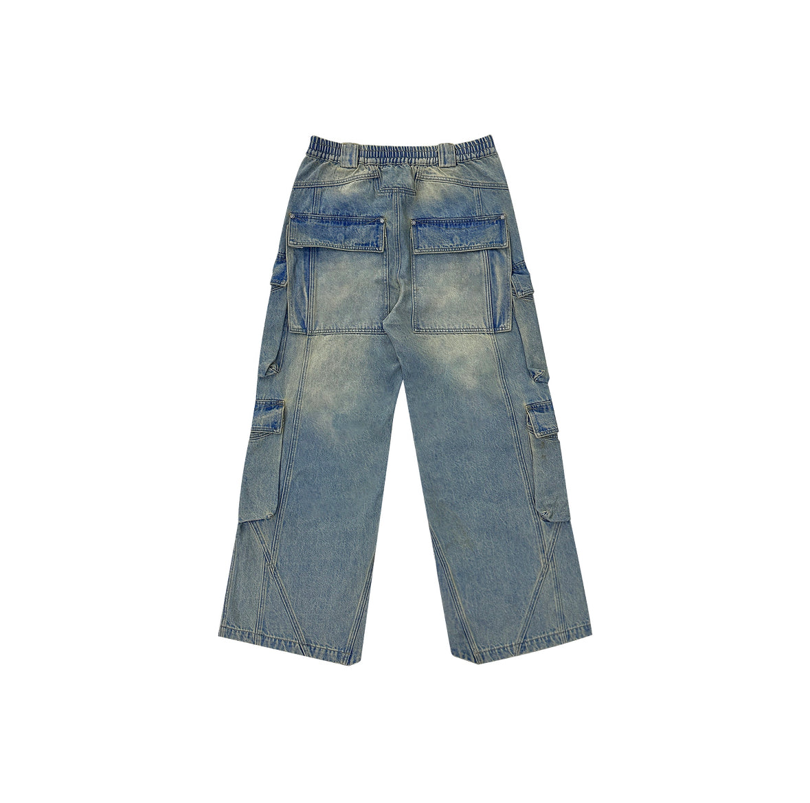 "BlindonPlan" - Washed Cargo Style Jeans