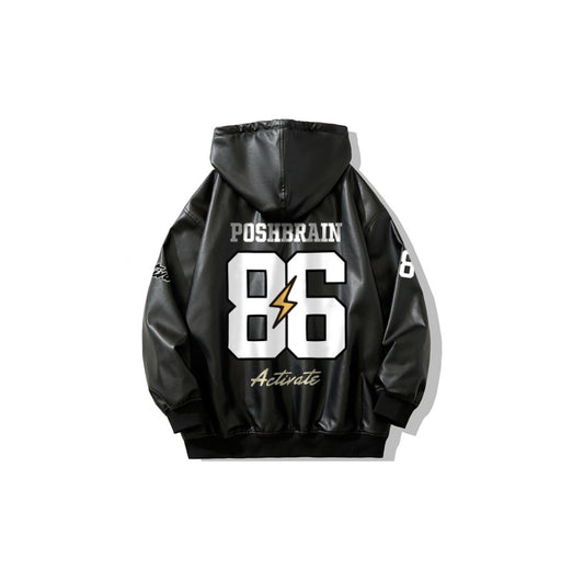 Oversize Leather Hoodie - "68 or 98?"